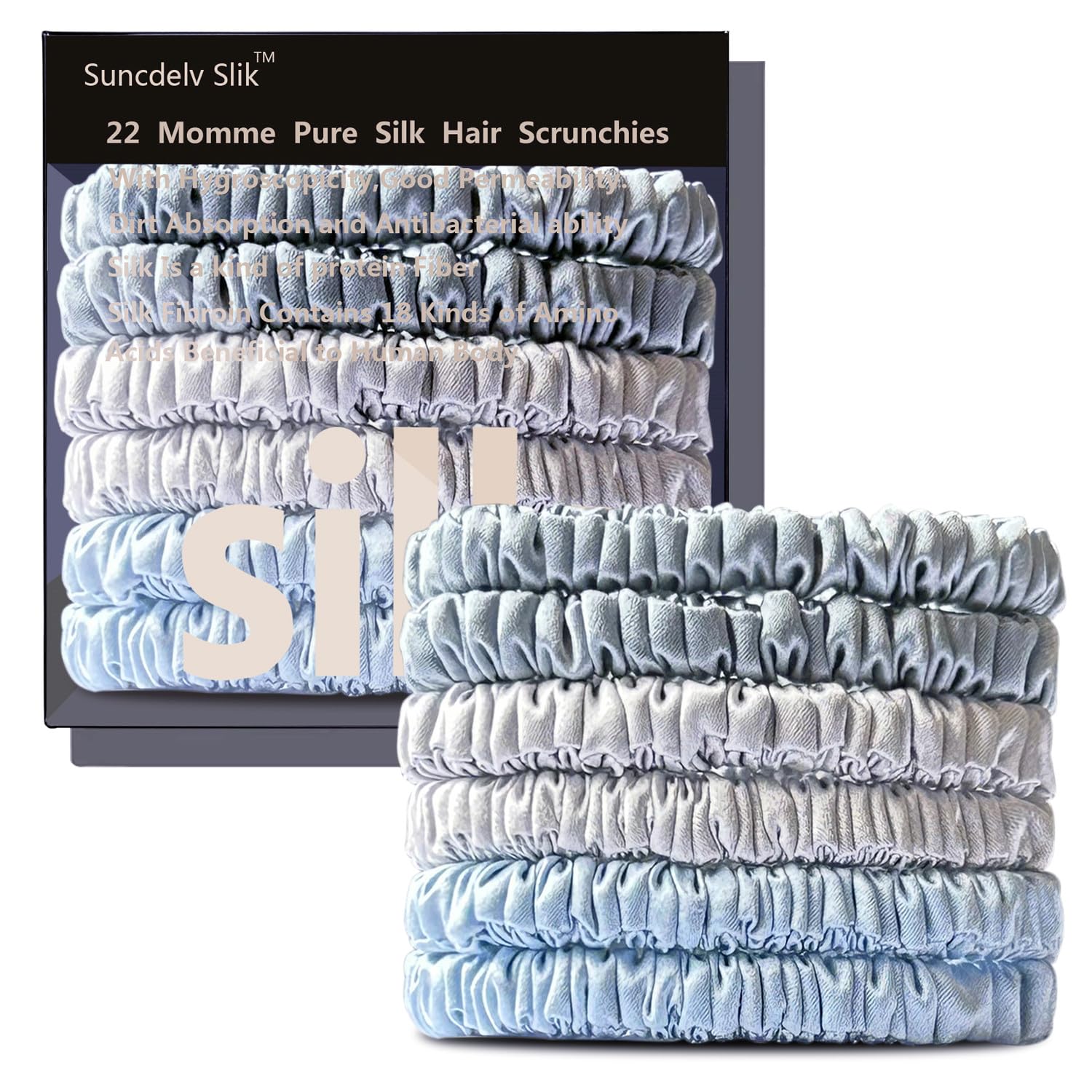 Silk Hair Towel, Friction-Resistant, Amino Acid-Rich, Durable, Breathable (6PCS(Bean Paste, Rose Gold, Rice White))